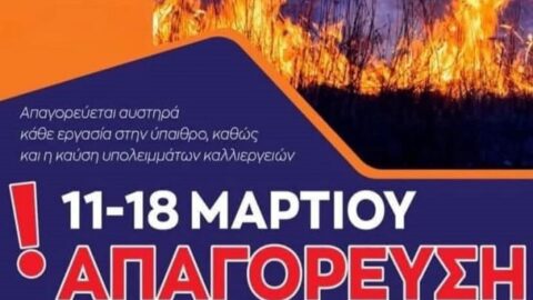 Δήμος Σερρών: Απαγόρευση καύσης έως την Τρίτη 18 Μαρτίου λόγω υψηλού κινδύνου πυρκαγιάς